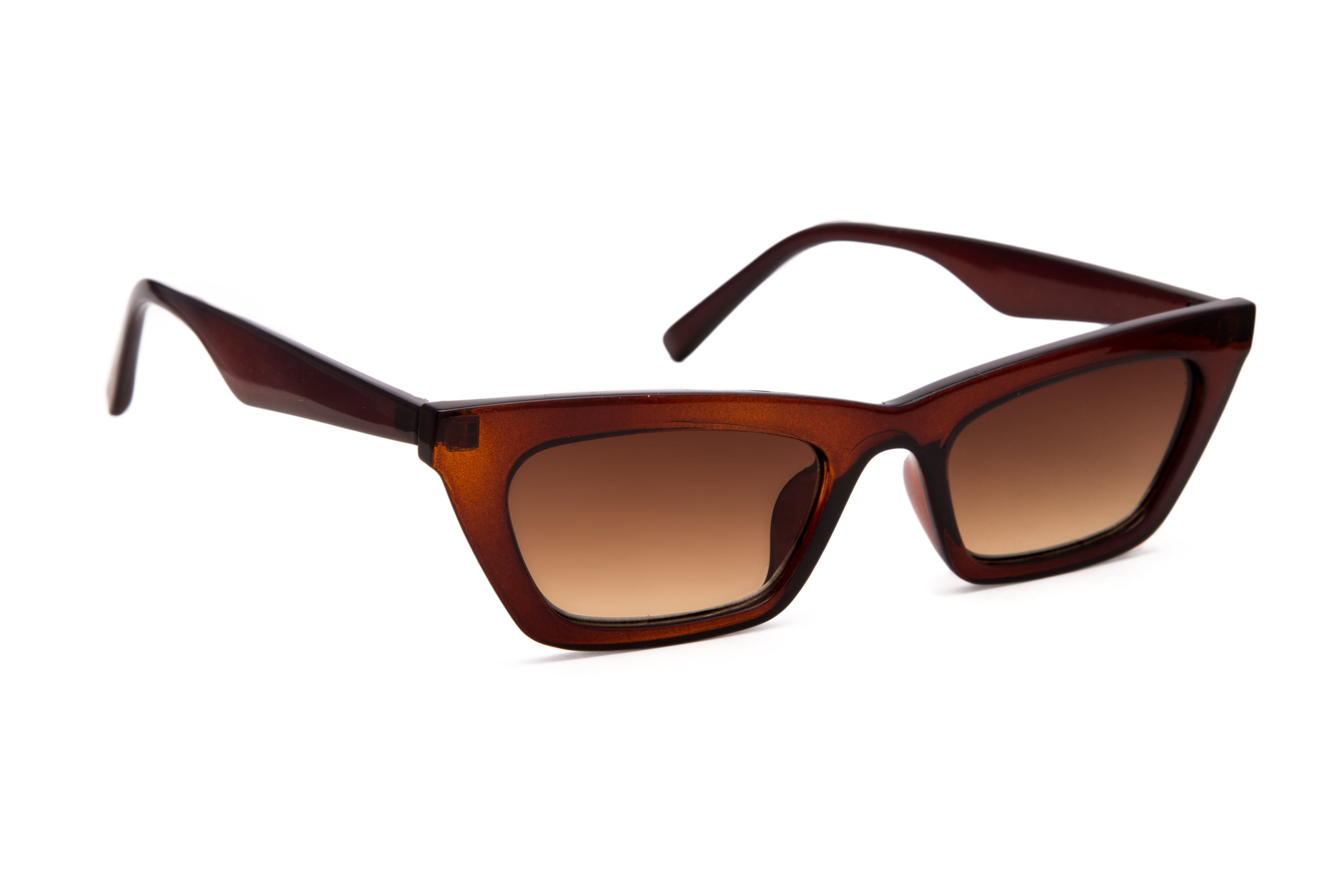 BROWN CAT EYE FRAMES SUNGLASSES WITH BROWN LENSES