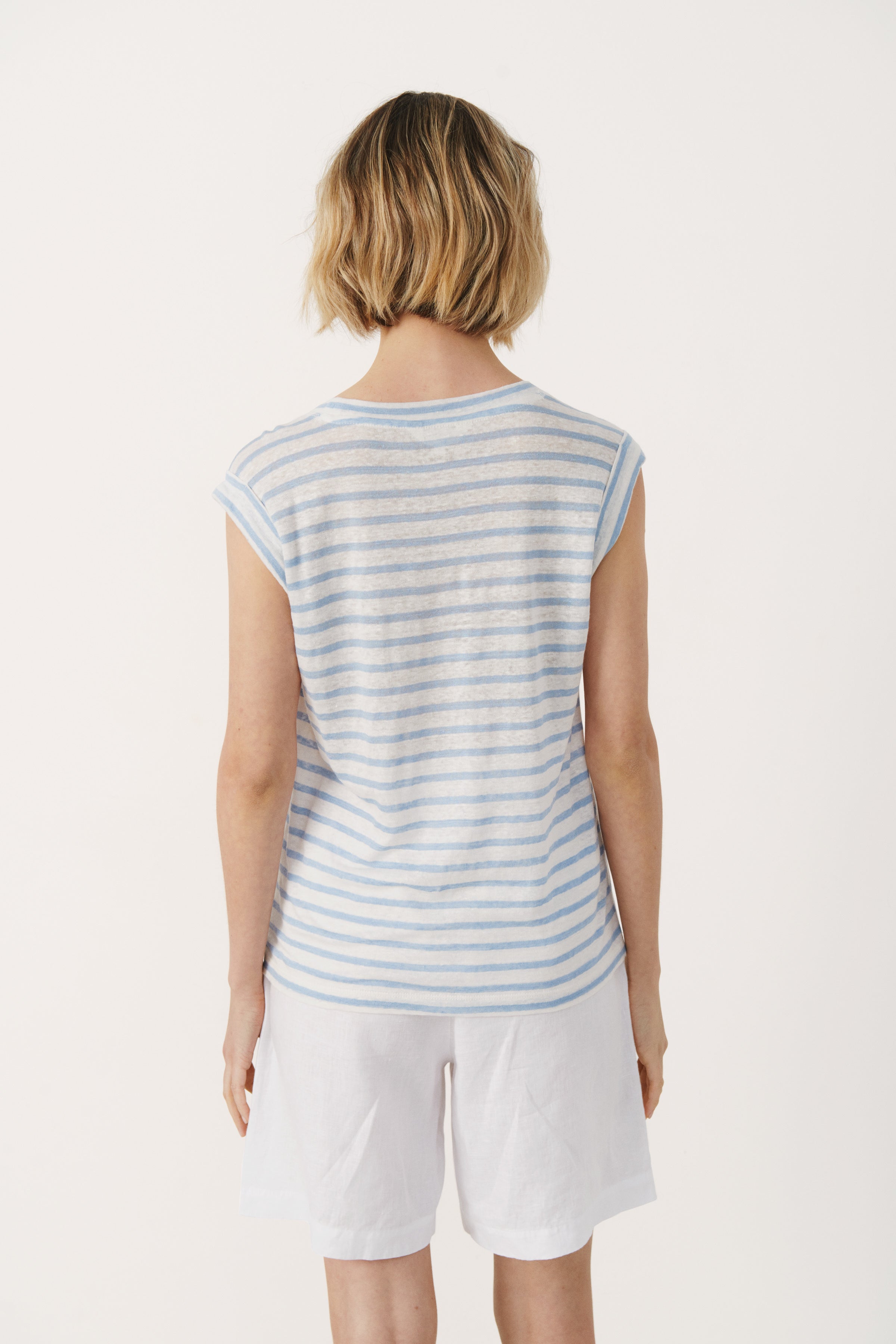 Petry Blue Stripe Linen T-Shirt