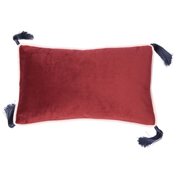 Wine Velvet Rectangular Cushion with Tassels