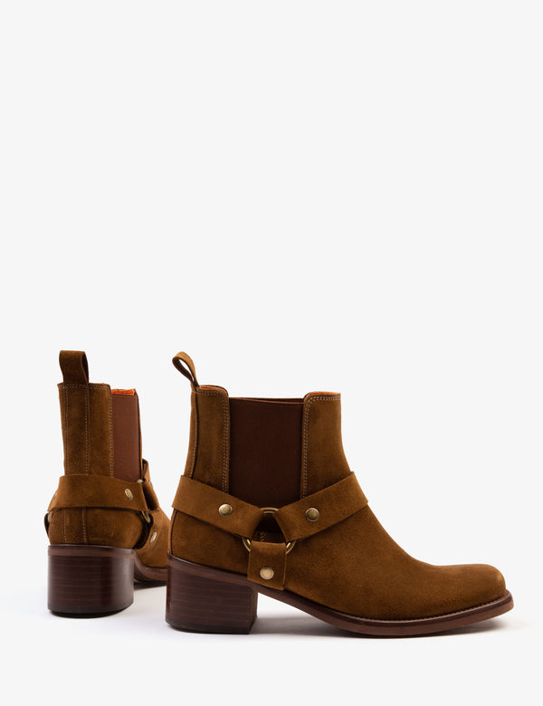 Erin Harness Suede Boot Tan