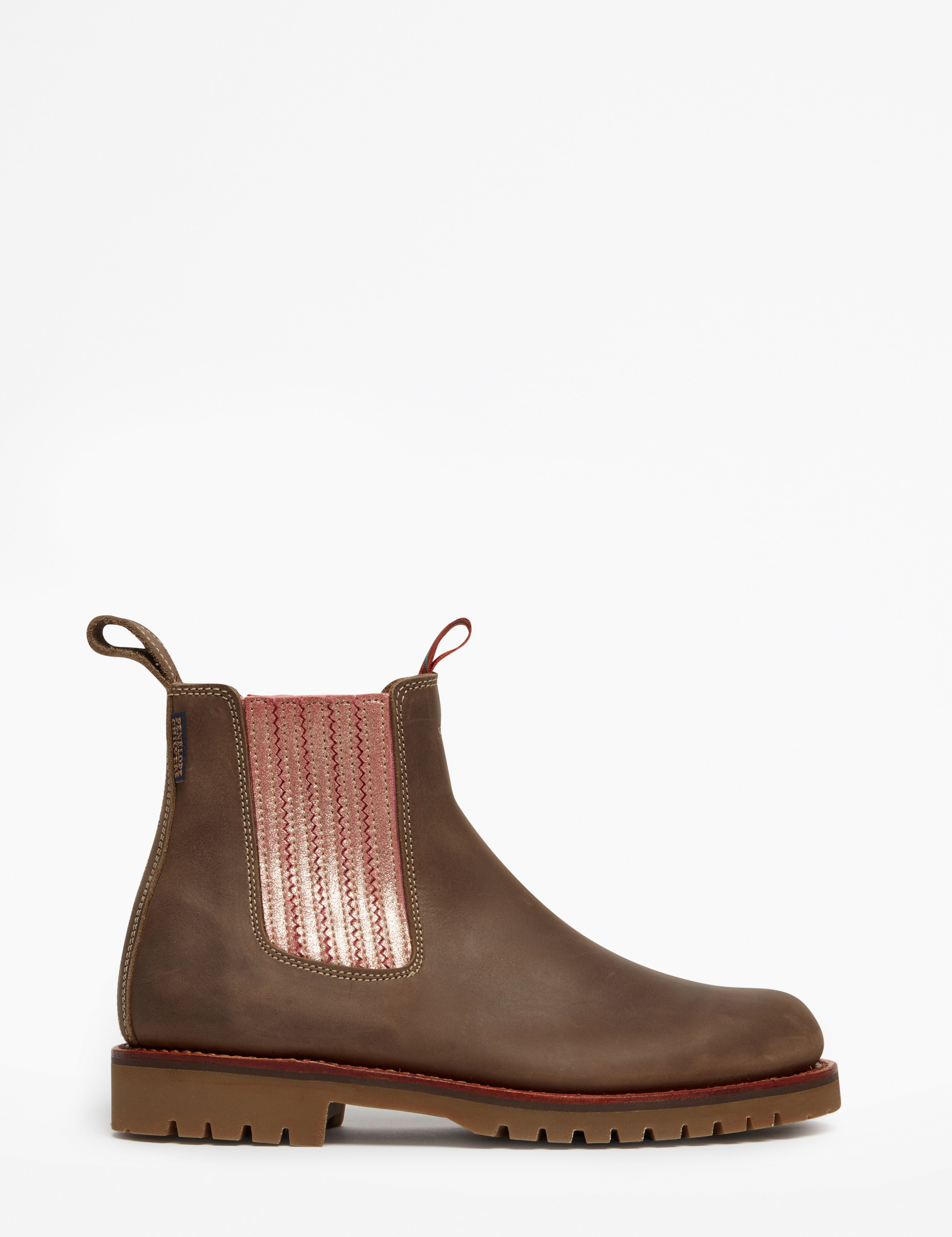 Oscar Leather Boots in Khaki & Tea Rose