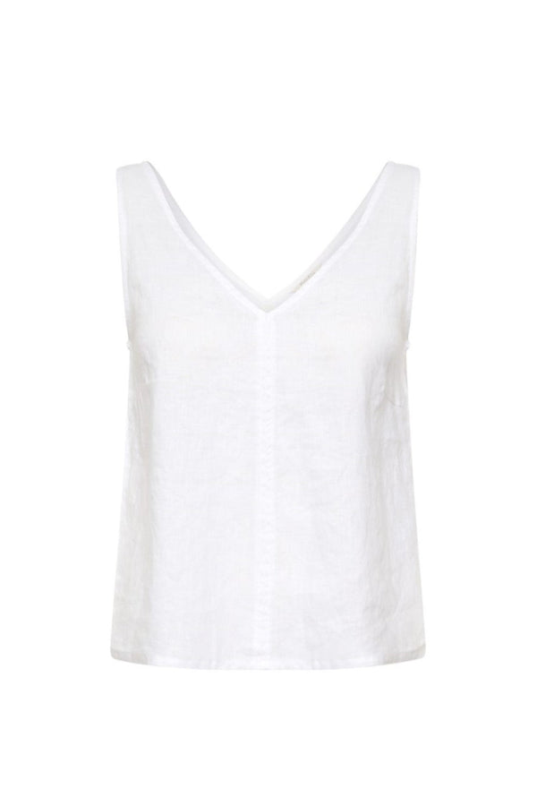 Pianora Woven Linen Top - White